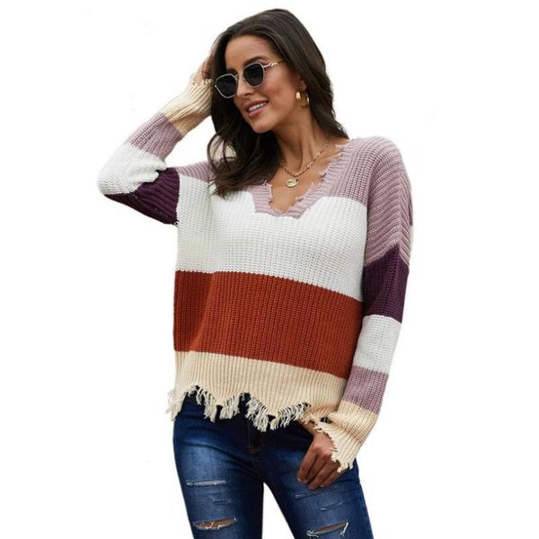 new autumn/winter sweaters mixced color pullover v-neck long-sleeved frayed edge woolen loose sweater, White;black
new autumn/winter sweaters mixced color pullover v-neck long-sleeved frayed edge woolen loose sweater, White;black