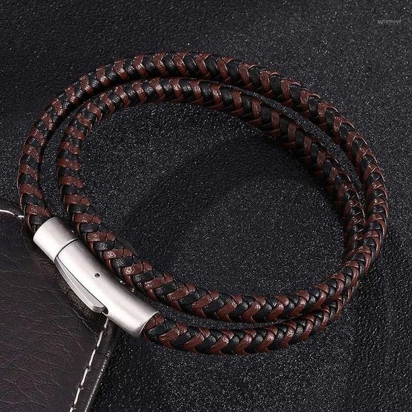 black brown leather mix braided double layer bracelet men women fashion stainless steel snaps accessories jewelry gifts1, Golden;silver
black brown leather mix braided double layer bracelet men women fashion stainless steel snaps accessories jewelry gifts1, Golden;silver