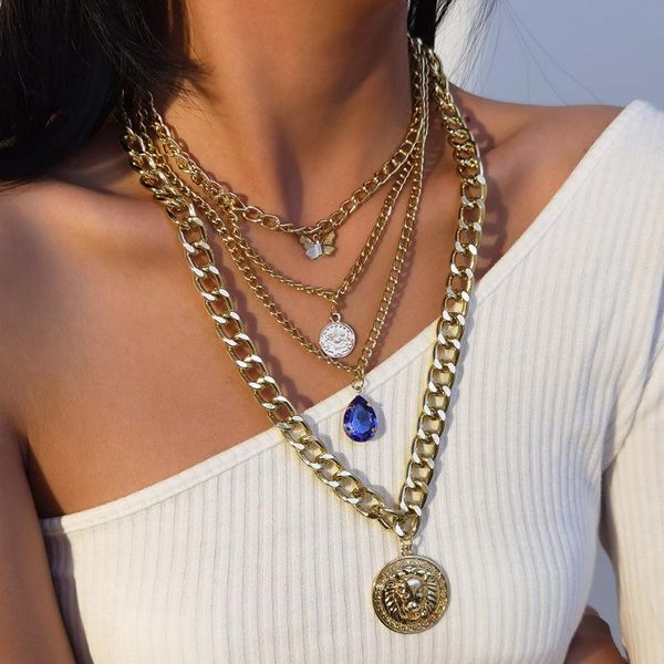 cuban carved coin pendant necklace for women steampunk chunky chains necklace lyxury crystal cute butterfly jewelry, Silver
cuban carved coin pendant necklace for women steampunk chunky chains necklace lyxury crystal cute butterfly jewelry, Silver