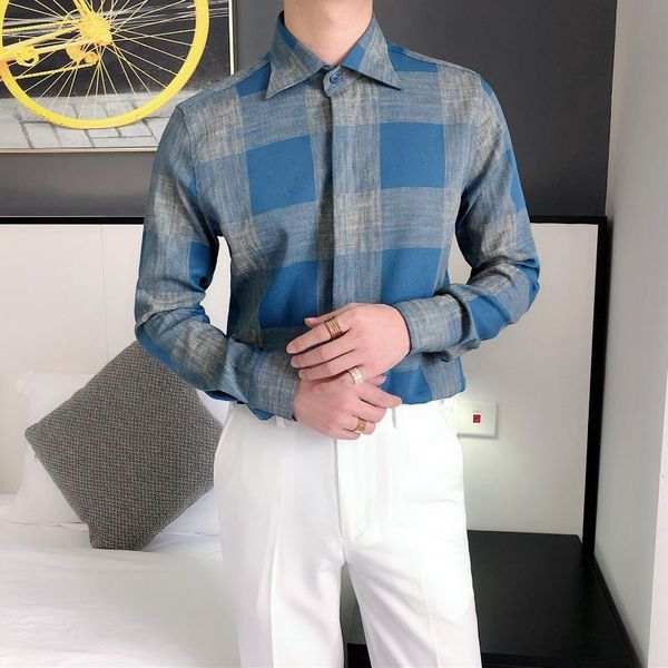 men's dress shirts fashion plaid long-sleeved men casual shirt slim business korean streetwear blouse camisa ropa de hombre 2021, White;black
men's dress shirts fashion plaid long-sleeved men casual shirt slim business korean streetwear blouse camisa ropa de hombre 2021, White;black