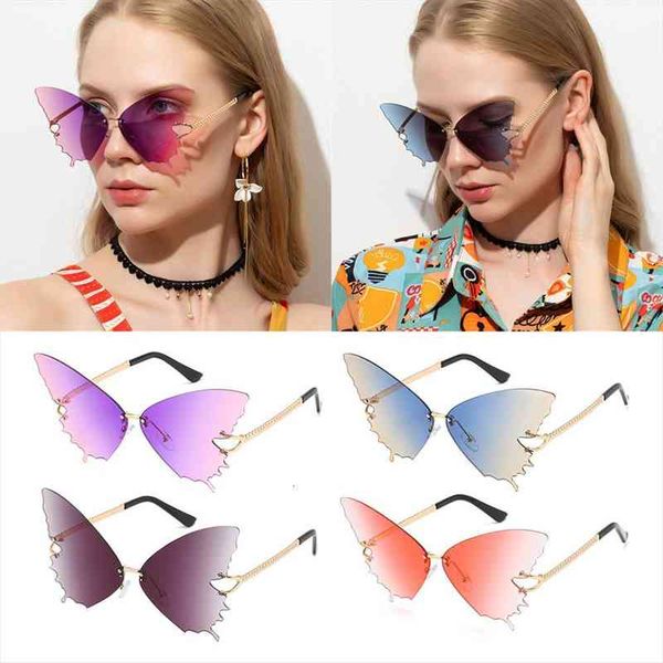 1pairs fashion butterfly rimless sunglasses women luxury uv protection sun glasses oversized steampunk glasses vintage eyewear, White;black
1pairs fashion butterfly rimless sunglasses women luxury uv protection sun glasses oversized steampunk glasses vintage eyewear, White;black