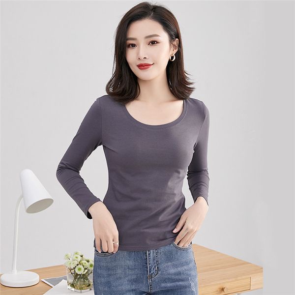 fashion long sleeve t-shirt women's clothing korean style round neck and v neck solid color slim fit tees y076, White
fashion long sleeve t-shirt women's clothing korean style round neck and v neck solid color slim fit tees y076, White