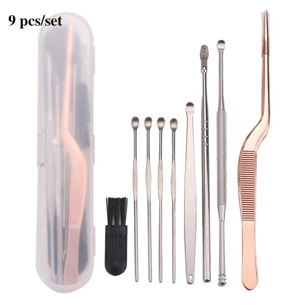 9pcs/set with box stainless steel ear wax pickers earpick remover curette pick cleaner spoon clean tool
9pcs/set with box stainless steel ear wax pickers earpick remover curette pick cleaner spoon clean tool