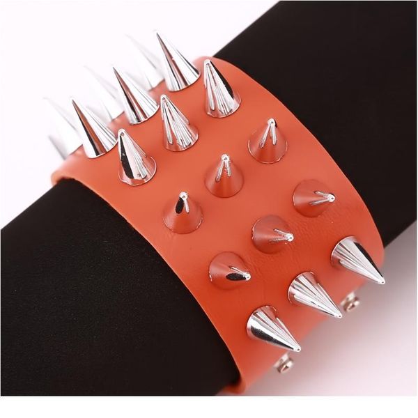 unique three row cuspidal spikes rivet stud wide cuff leather punk gothic rock bangle bracelet men qylfzr, White
unique three row cuspidal spikes rivet stud wide cuff leather punk gothic rock bangle bracelet men qylfzr, White