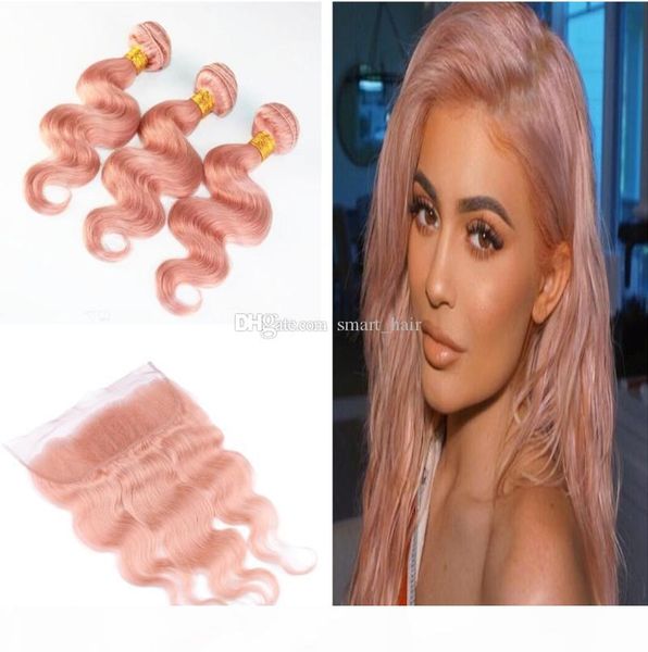 body wave virgin pink hair bundles with frontal closure pink color body wave hair weft extension with ear to ear frontal 13x4, Black
body wave virgin pink hair bundles with frontal closure pink color body wave hair weft extension with ear to ear frontal 13x4, Black