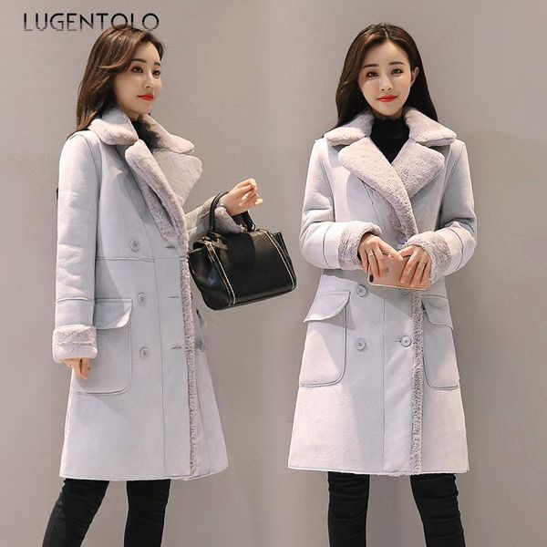lugentolo woman winter coats and jackets faux lamb fur lapel plus velvet thickening wide-waisted single breasted long coats, Black
lugentolo woman winter coats and jackets faux lamb fur lapel plus velvet thickening wide-waisted single breasted long coats, Black