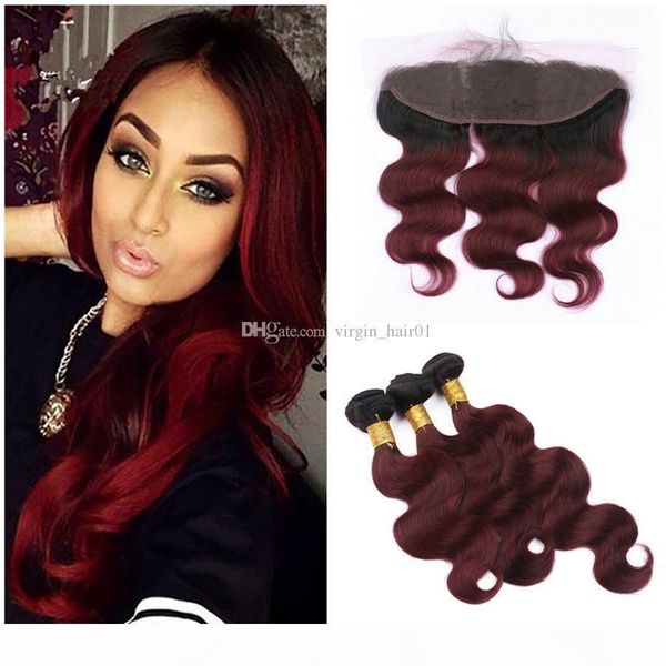 body wave ombre 99j hair bundles with lace frontal two tone 1b 99j burgundy lace frontal with body wave human hair weave, Black;brown
body wave ombre 99j hair bundles with lace frontal two tone 1b 99j burgundy lace frontal with body wave human hair weave, Black;brown