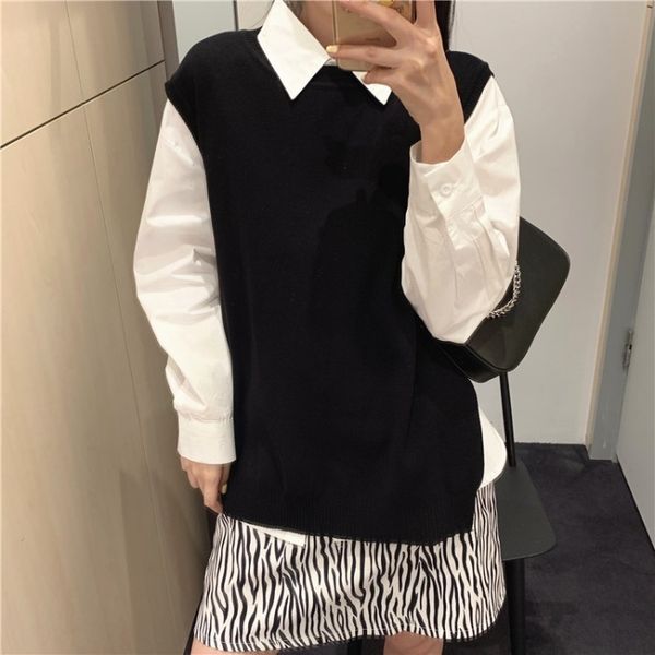 осень 2020 новый женский жилет vestkorean дизайн смысл следить за машиной жилет черный вокруг шеи задней раскол трикотажного жилета моды si5, White;black
осень 2020 новый женский жилет vestkorean дизайн смысл следить за машиной жилет черный вокруг шеи задней раскол трикотажного жилета моды si5, White;black