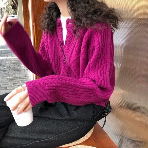 autumn lazy wild korean knit sweater cardigan women loose outer jacket short style thickening trend 201130, White;black
autumn lazy wild korean knit sweater cardigan women loose outer jacket short style thickening trend 201130, White;black