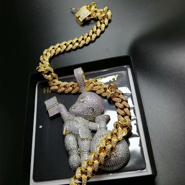 hip hop bling chains jewelry men gold necklace luxury designer diamond cuban link cartoon money bag rapper dj charms, Silver
hip hop bling chains jewelry men gold necklace luxury designer diamond cuban link cartoon money bag rapper dj charms, Silver