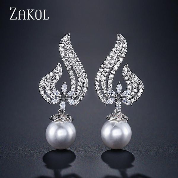 dangle & chandelier zakol fashion design white gold cz zirconia earings with imitation pearl for elegant female wedding jewelry gift fsep355, Silver
dangle & chandelier zakol fashion design white gold cz zirconia earings with imitation pearl for elegant female wedding jewelry gift fsep355, Silver