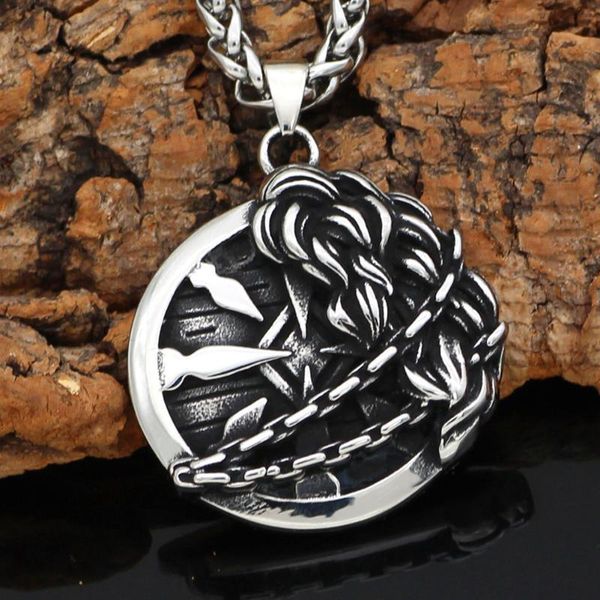 men stainless steel nordic viking shield compass talisman pendant necklace with viking gift bag, Silver
men stainless steel nordic viking shield compass talisman pendant necklace with viking gift bag, Silver