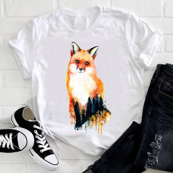 women short sleeve watercolor spring fox cartoon animal 90s clothing clothes ladies graphic print tee tshirt female t shirt, White
women short sleeve watercolor spring fox cartoon animal 90s clothing clothes ladies graphic print tee tshirt female t shirt, White