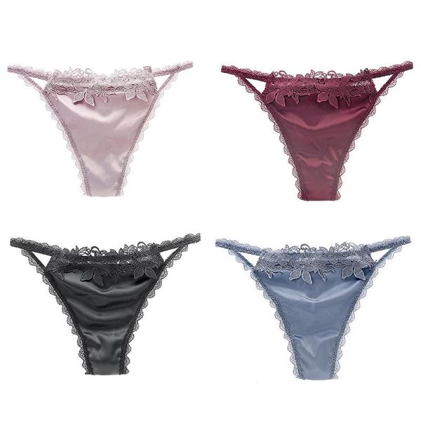 women low waist satin underwear floral embroidery patchwork panties briefs scalloped lace seamless thongs g-string, Black;pink
women low waist satin underwear floral embroidery patchwork panties briefs scalloped lace seamless thongs g-string, Black;pink