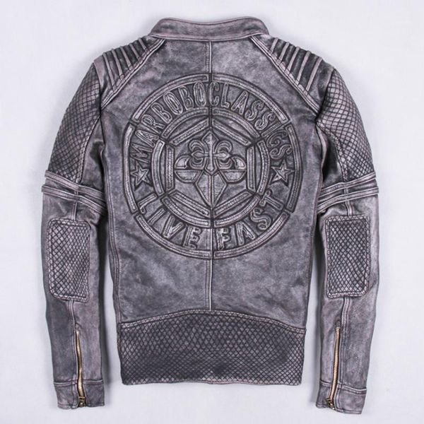 vintage pattern leather jacket men real cowskin do old slim motorcycle jacket punk style gray men's leather coat wind jackets1, Black
vintage pattern leather jacket men real cowskin do old slim motorcycle jacket punk style gray men's leather coat wind jackets1, Black