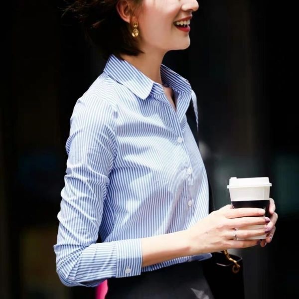 fashion women blouses striped solid womens and blouses plus size shirts long sleeve women blusas mujer de moda, White
fashion women blouses striped solid womens and blouses plus size shirts long sleeve women blusas mujer de moda, White