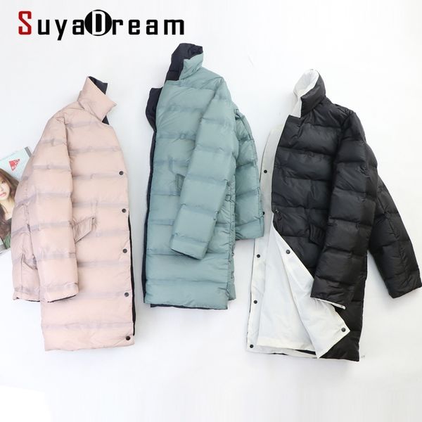 suyadream woman long down coat reversible winter jacket qulited solid stand collar womens parka y201026, Black
suyadream woman long down coat reversible winter jacket qulited solid stand collar womens parka y201026, Black