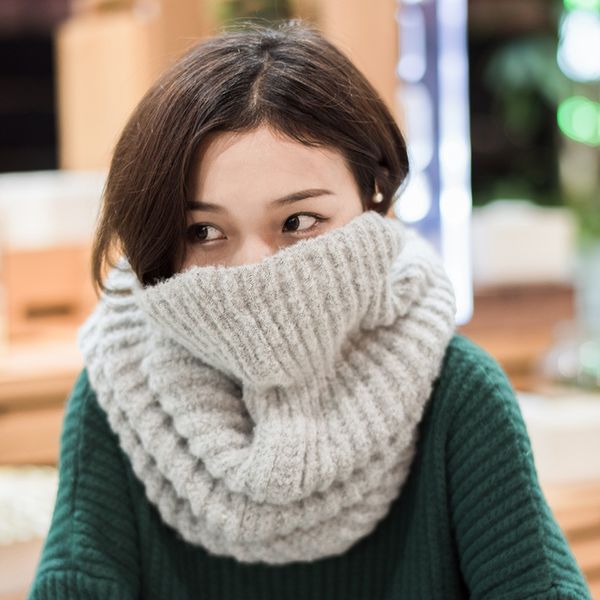 casual korean bib women's muffin winter scarf student thickened soft wool knitting a circle of lovers neck cover, Blue;gray
casual korean bib women's muffin winter scarf student thickened soft wool knitting a circle of lovers neck cover, Blue;gray