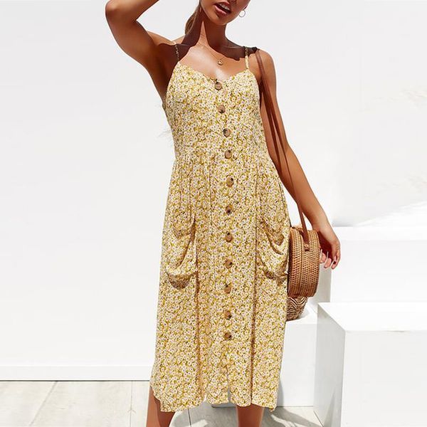 2020 summer women dress straps boho floral tunic beach long dress womens casual sundress pocket dresses, Black;gray
2020 summer women dress straps boho floral tunic beach long dress womens casual sundress pocket dresses, Black;gray