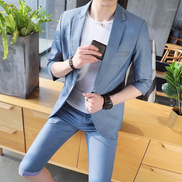 front + pants) 2018 spring new suit suit sleeves small west slim casual two-piece summer five points sleeve men1, White;black
front + pants) 2018 spring new suit suit sleeves small west slim casual two-piece summer five points sleeve men1, White;black
