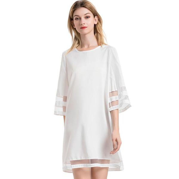 party dresses zecmos women's street dress round neck ladies casual flare half sleeved stitching mesh summer straight mini, White;black
party dresses zecmos women's street dress round neck ladies casual flare half sleeved stitching mesh summer straight mini, White;black