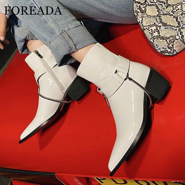 foreada pointed toe woman boots real leather high heel ankle boots zip block heel short chain female shoes white size 40, Black
foreada pointed toe woman boots real leather high heel ankle boots zip block heel short chain female shoes white size 40, Black