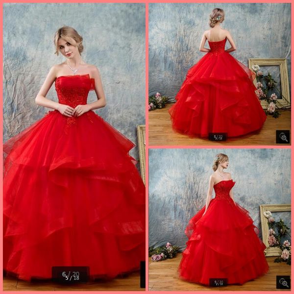 vestido de festa ball gown red lace appliques beaded wedding dress strapless ruffled sweetheart neck wedding gowns bride gown, White
vestido de festa ball gown red lace appliques beaded wedding dress strapless ruffled sweetheart neck wedding gowns bride gown, White