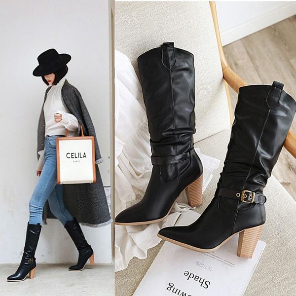 lovirs women fashion mid-calf boots pointed toe western cowboy boots women mid-calf chunky heel size 34-46, Black
lovirs women fashion mid-calf boots pointed toe western cowboy boots women mid-calf chunky heel size 34-46, Black