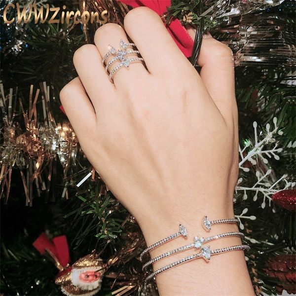 cwwzircons new arrival round shape exquisite micro pave cuff bracelets bangle and open ring set for women jewelry bijoux t135 201222, Slivery;crystal
cwwzircons new arrival round shape exquisite micro pave cuff bracelets bangle and open ring set for women jewelry bijoux t135 201222, Slivery;crystal