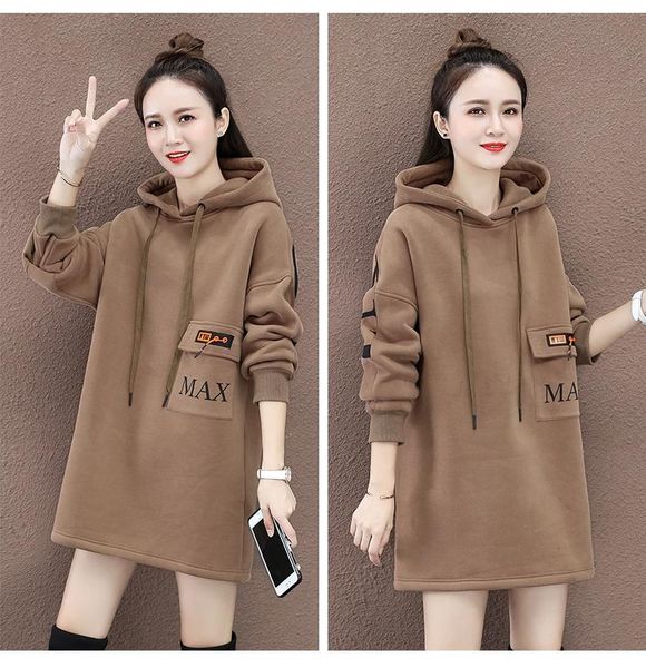 women's hoodies & sweatshirts fashion casual letter print hoodie women loose plus velvet thick long sleeved mid-length coat, Black
women's hoodies & sweatshirts fashion casual letter print hoodie women loose plus velvet thick long sleeved mid-length coat, Black