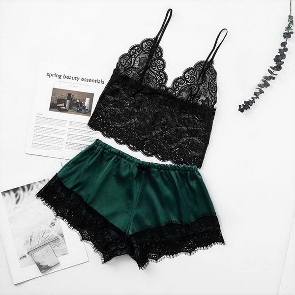 2020 lace women pajamas thin section lingerie blackless fashion pyjamas v neck camisole shorts set clothes nightwear, Gray
2020 lace women pajamas thin section lingerie blackless fashion pyjamas v neck camisole shorts set clothes nightwear, Gray