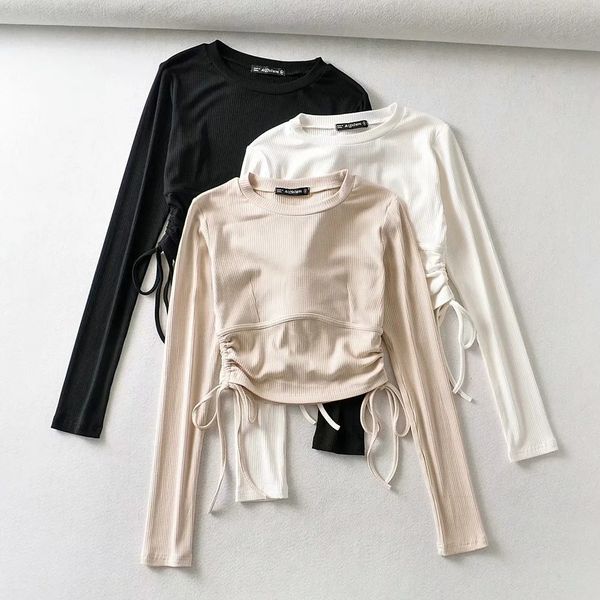 a220-20 autumn korean slim fit small round neck with high elasticity and drawstring on both sides t-shirt long sleeve t-shirt with bottom gh, White
a220-20 autumn korean slim fit small round neck with high elasticity and drawstring on both sides t-shirt long sleeve t-shirt with bottom gh, White