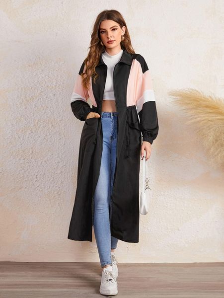 colorblock zip up windbreaker jacket o5a6#, Black;brown
colorblock zip up windbreaker jacket o5a6#, Black;brown