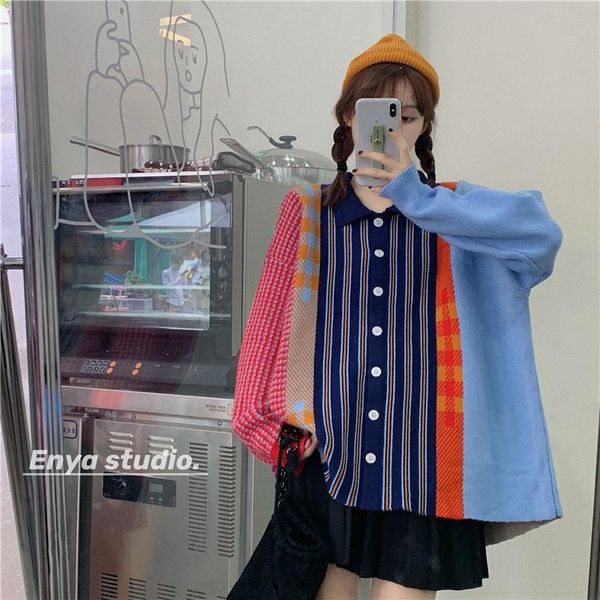 2020 autumn new casual wild hit color loose heavy industry knitted sweater jacket, White
2020 autumn new casual wild hit color loose heavy industry knitted sweater jacket, White