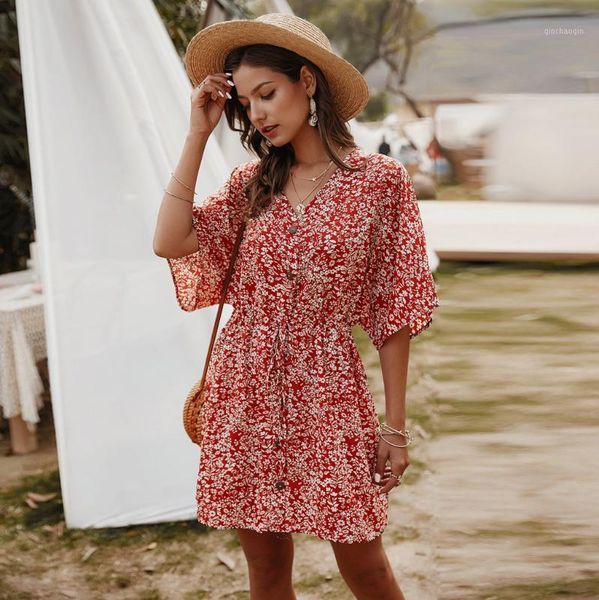 women fashion dresses floral print short sleeve v-neck button sundress high waist beach vacation mini dress ropa mujer1
women fashion dresses floral print short sleeve v-neck button sundress high waist beach vacation mini dress ropa mujer1