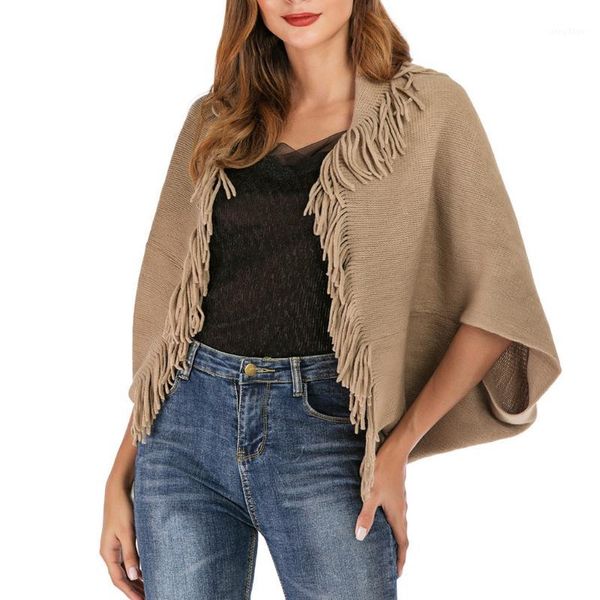 women's women solid color long sleeve tassel loose knitted sweater cover up cardigan women's chiffon femme #yl101, Black
women's women solid color long sleeve tassel loose knitted sweater cover up cardigan women's chiffon femme #yl101, Black