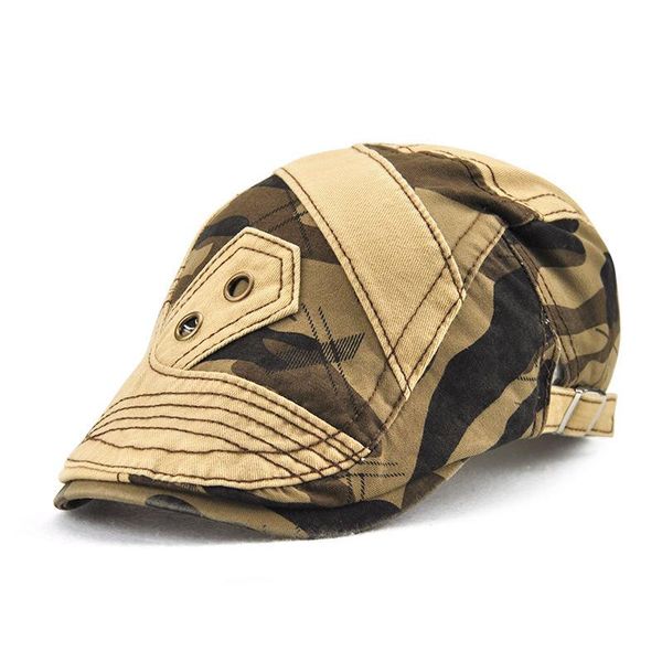 camouflage beret sway cap for men visor hat 100% cotton high quality, Blue;gray