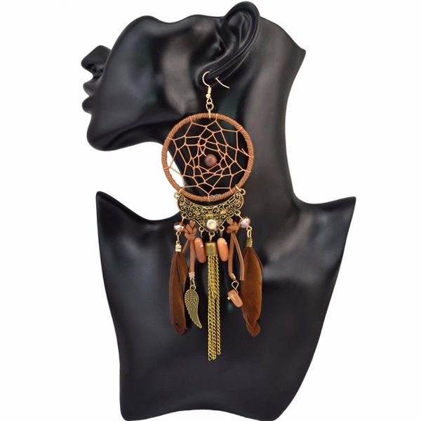 african dream catcher big long tassel dangle earring bohemian feather rope wrap drop earrings women ethnic tribal jewelry, Silver
african dream catcher big long tassel dangle earring bohemian feather rope wrap drop earrings women ethnic tribal jewelry, Silver