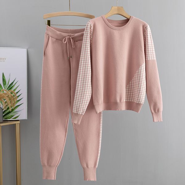 2021 new houndstooth knit 2 piece set tracksuits fall winter women pullover sweater + carrot harem pants sporting suit female 6r7k, White
2021 new houndstooth knit 2 piece set tracksuits fall winter women pullover sweater + carrot harem pants sporting suit female 6r7k, White