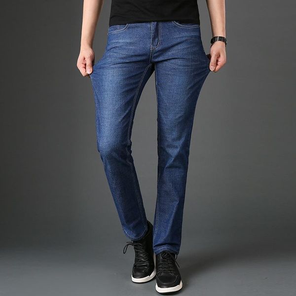 men slim elastic jeans classic style youth pure color cotton blended casual jeans hombre skinny denim trousers male cowboy pants, Blue 
men slim elastic jeans classic style youth pure color cotton blended casual jeans hombre skinny denim trousers male cowboy pants, Blue