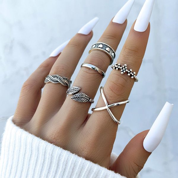 6pcs/set personalized vintage leaf love geometric rings party wedding engagement silver color metal finger combination ring set
6pcs/set personalized vintage leaf love geometric rings party wedding engagement silver color metal finger combination ring set