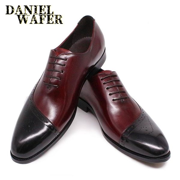 men oxford shoes genuine leather casual dress shoe brogue burgundy mix black pointed toe lace up wedding office formal shoes men
men oxford shoes genuine leather casual dress shoe brogue burgundy mix black pointed toe lace up wedding office formal shoes men