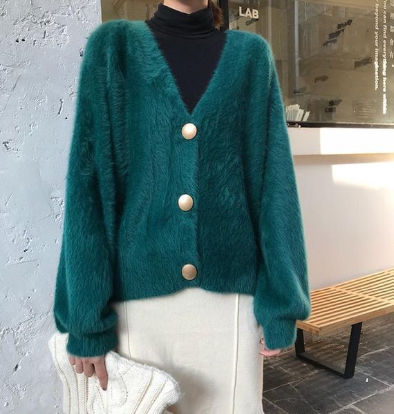 women's knits & tees non-shedding imitation mink velvet loose sweater fairy knit cardigan autumn and winter wear korean jacket, White
women's knits & tees non-shedding imitation mink velvet loose sweater fairy knit cardigan autumn and winter wear korean jacket, White