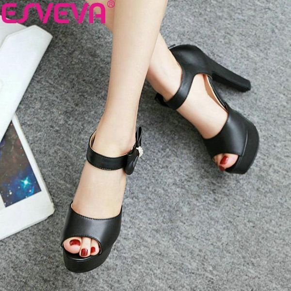 dress shoes esveva 2021 women pumps platform butterfly-knot hook&loop peep toe square high heel sandals fashion lades size 34-431, Black
dress shoes esveva 2021 women pumps platform butterfly-knot hook&loop peep toe square high heel sandals fashion lades size 34-431, Black