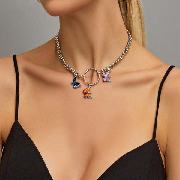 chokers harajuku punk style butterfly choker necklace collares gothic hip hop multicolor for women girl, Golden;silver 
chokers harajuku punk style butterfly choker necklace collares gothic hip hop multicolor for women girl, Golden;silver