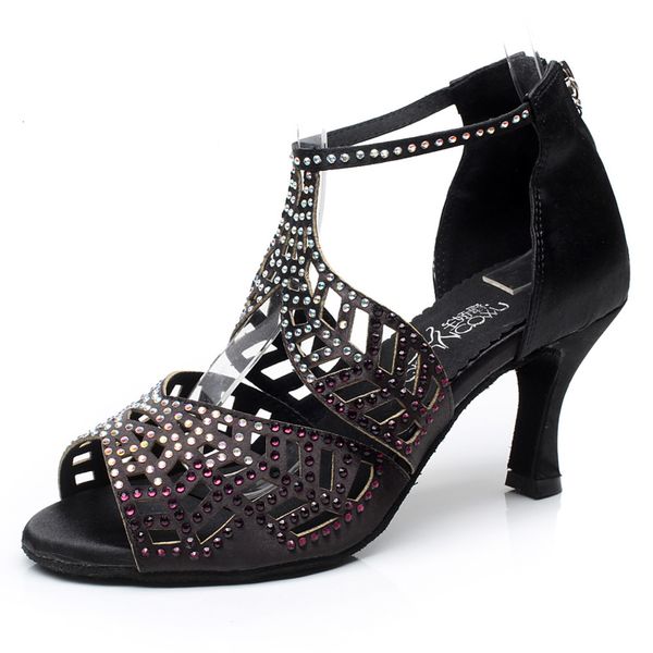 2021 latino plaza woman standard shoes urban buty latin practice ladies jump strass u5nh, Black
