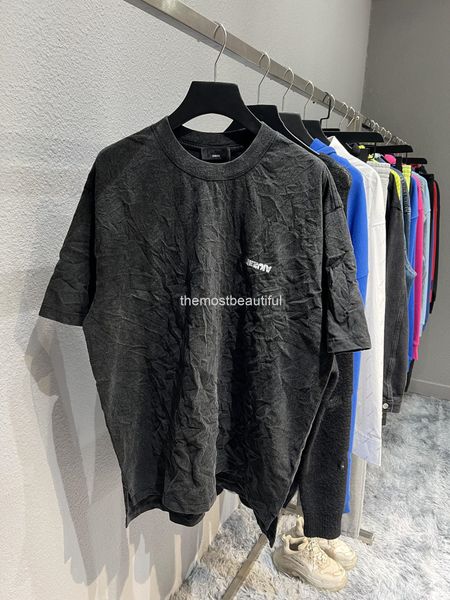 women's t-shirt spring and summer high version b home anti embroidery wrinkle split pullover round neck loose fashion men's women&, White
women's t-shirt spring and summer high version b home anti embroidery wrinkle split pullover round neck loose fashion men's women&, White