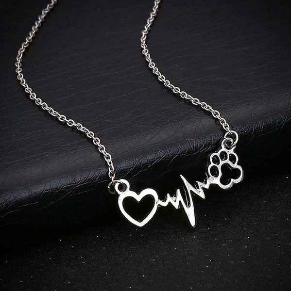 pendant necklaces drop trendy dog cat print heartbeat necklace women animal cute footprint christmas gift, Silver
pendant necklaces drop trendy dog cat print heartbeat necklace women animal cute footprint christmas gift, Silver