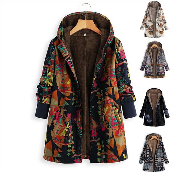 women vintage loose hooded coat floral printed fleeces lining buttoned big size winter warm parka casual outerwear windbreaker, Black;brown
women vintage loose hooded coat floral printed fleeces lining buttoned big size winter warm parka casual outerwear windbreaker, Black;brown