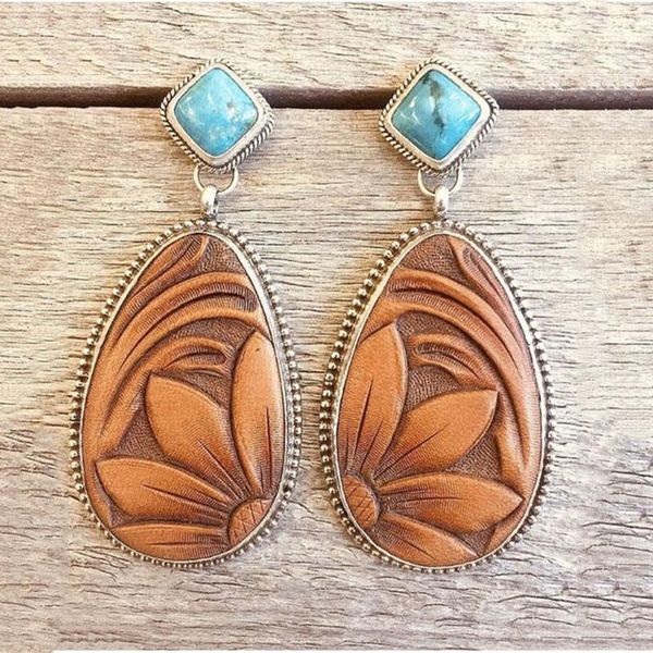 Vintage Brown Flower Pattern Earrings for Women Boho Ethnic Big Water Drop Dangle Earring Oorbellen Cowboy Party Gift Jewelry, Silver
Vintage Brown Flower Pattern Earrings for Women Boho Ethnic Big Water Drop Dangle Earring Oorbellen Cowboy Party Gift Jewelry, Silver
